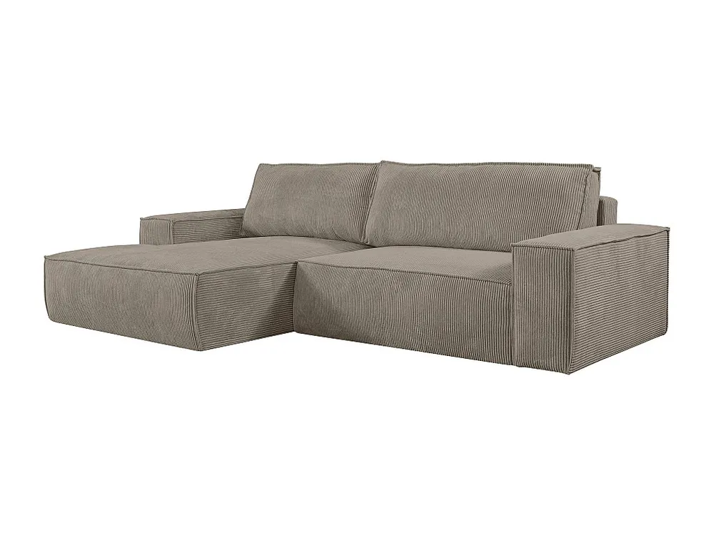 Slaapbank met linkse hoek taupe ribfluweel AMELIA