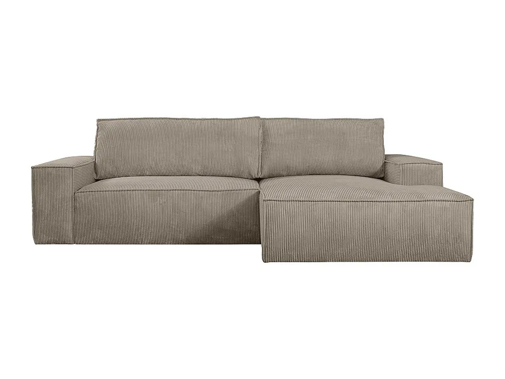 Slaapbank met rechtse hoek taupe ribfluweel AMELIA