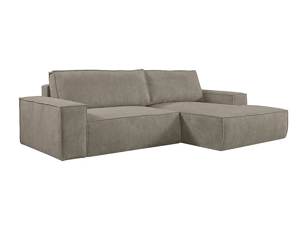 Slaapbank met rechtse hoek taupe ribfluweel AMELIA