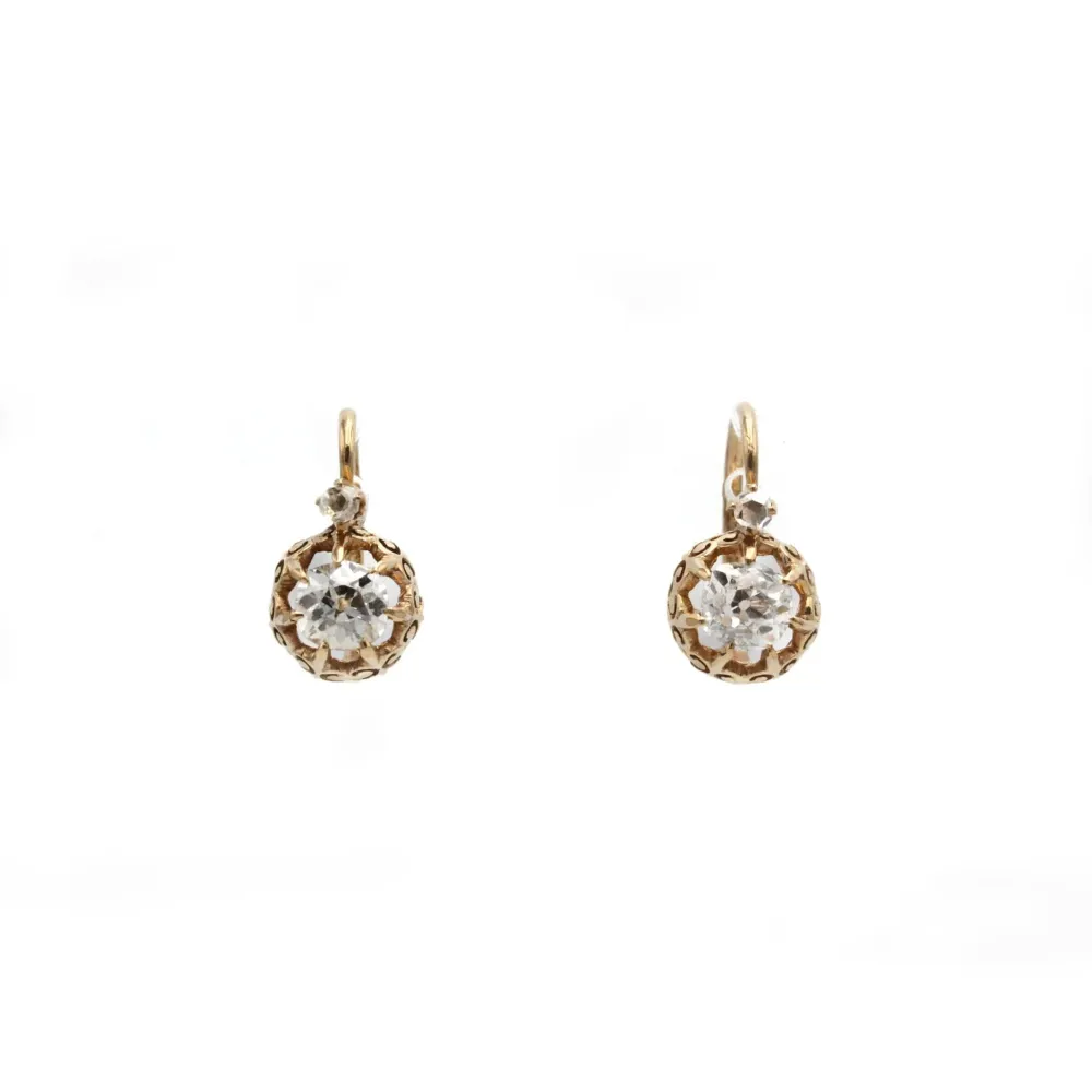 Earrings Sleepers earrings - Rose Verguld & Diamonds