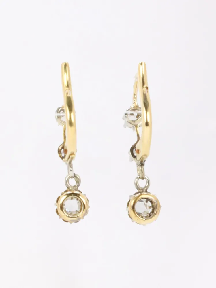 Sleepers earrings rose-cut diamonds citroengeel gold
