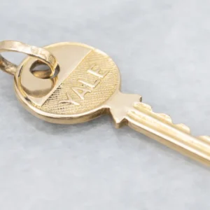 Vintage Gold "Yale" Key Charm Pendant