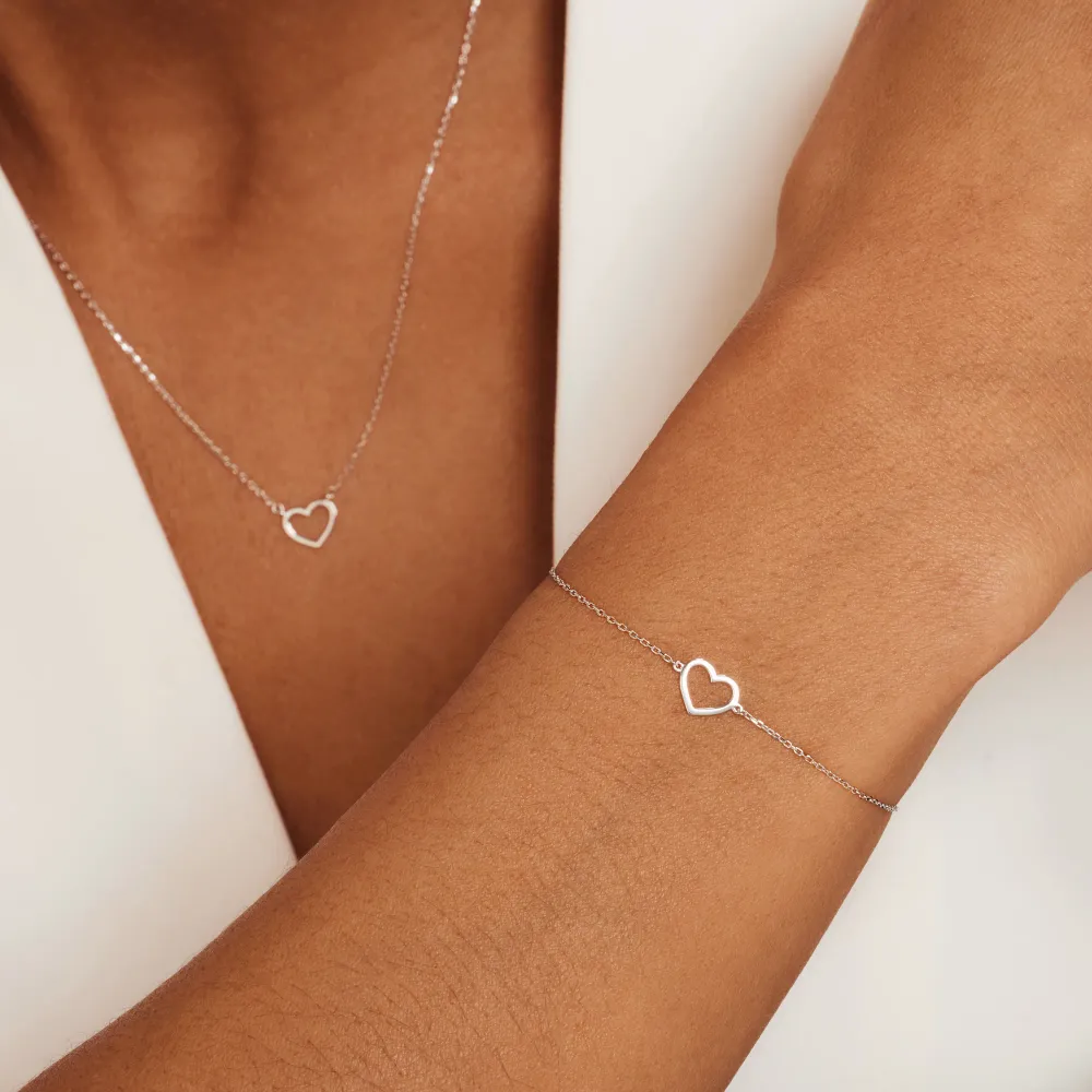 Saint Germain Amore 14 karaat witgouden ketting met hartje