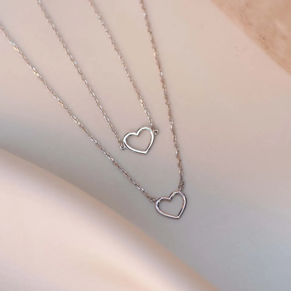 Saint Germain Amore 14 karaat witgouden ketting met hartje