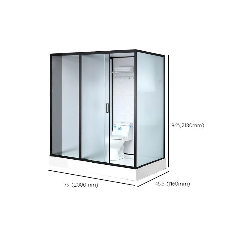 Individueel Sliding Rectangle Shower Kit White Frosted Shower Stall Shower Tray 43l