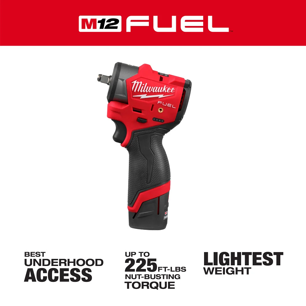 Milwaukee M12 FUEL 3/8 Inch Subcompact Impact Wrench Friction Ring Kit 3049-22 - Universeel Toepasbaar