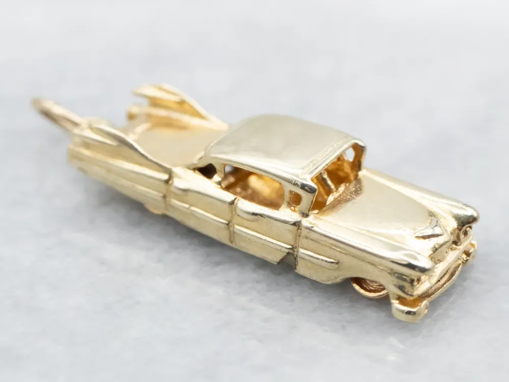 Yellow Gold Car Charm Spinning Wheels
