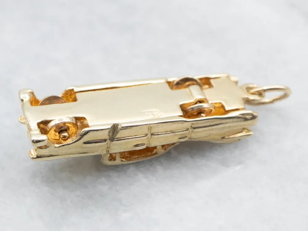 Yellow Gold Car Charm Spinning Wheels