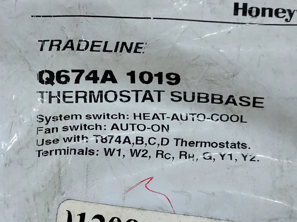 Heat-Auto-Cool Thermostat Subbase Q674A-1019 van duurzame kunststof