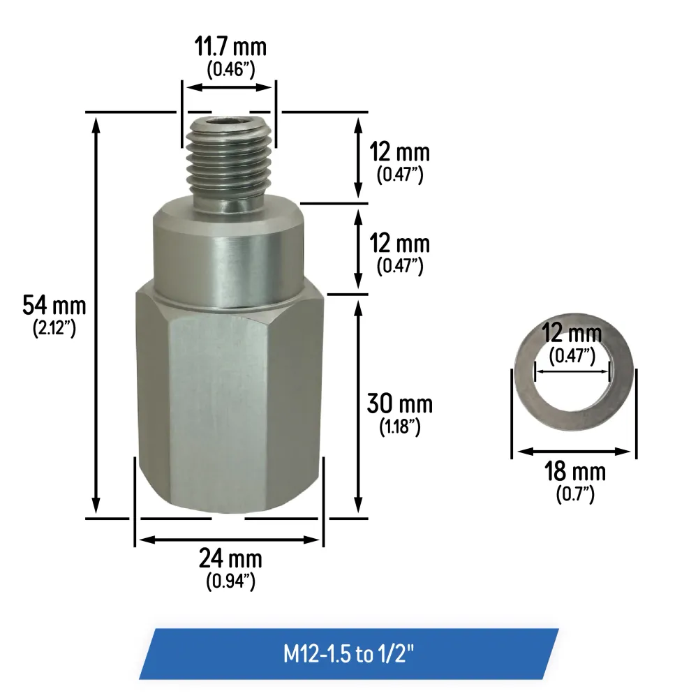Coolant Water Temperature Sensor Adapter All Chevy GM, LS Engine Swap M12-1.5 to 1/2" NPT voor temperatuurregeling