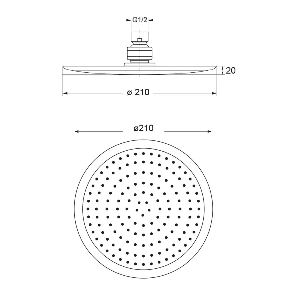 Soffione Perla 210mm anti-limescale ABS water-saving system met digitale aansturing