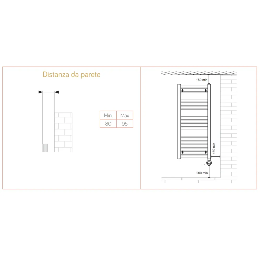 White electric towel warmer 800x500 Lazzarini E-Bolzano 300 watt thermostat
