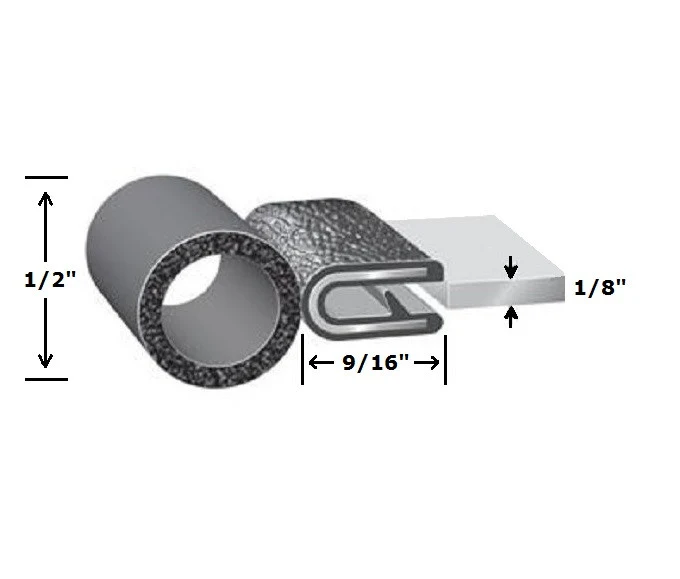 1/8" Koolzwart Trim Lok w/ 1/2" Bulb on End : Door Seal, Truck Lid, RV Camper Door