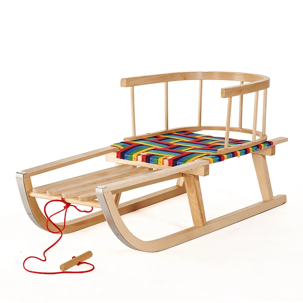 GreenBlue GB138 Houten Kinderslee met afneembare rugleuning Stoffen zitting en trekkoord Vast beukenhout
