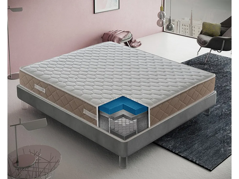 Pocketvering- en traagschuimmatras, Verguld Relax, hoogte 25 cm, memory gel 4 cm 80 x 200 cm