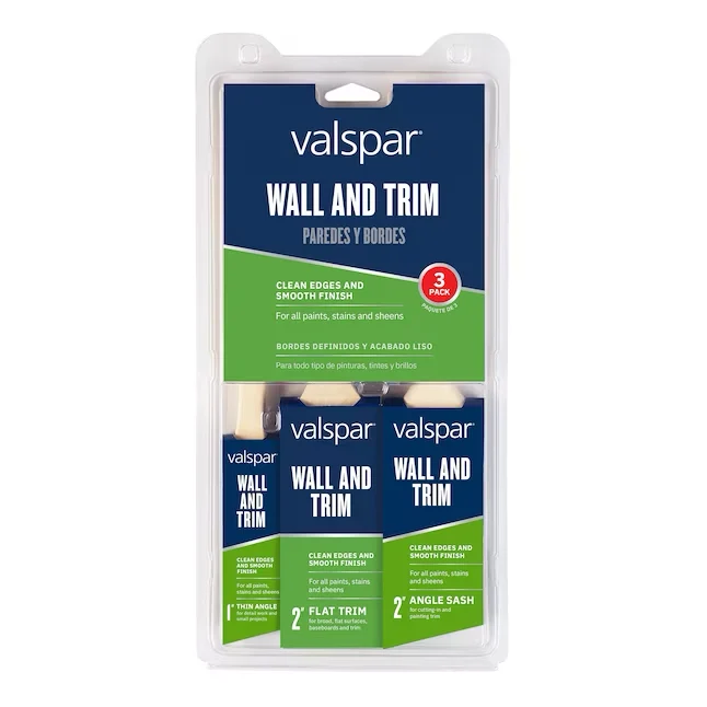 Demperbevestiging Valspar 3-Pack Multiple Sizes Reusable Polyestervezel Flat and Angle Paint Brush (Brush Set)