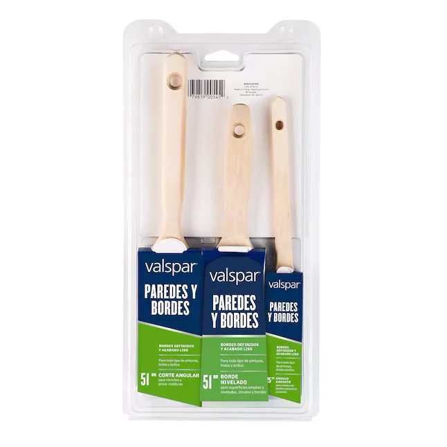 Demperbevestiging Valspar 3-Pack Multiple Sizes Reusable Polyestervezel Flat and Angle Paint Brush (Brush Set)