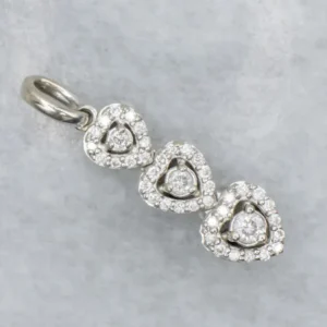 Drievoudig Diamond Heart "Past Present Future" Gold Pendant