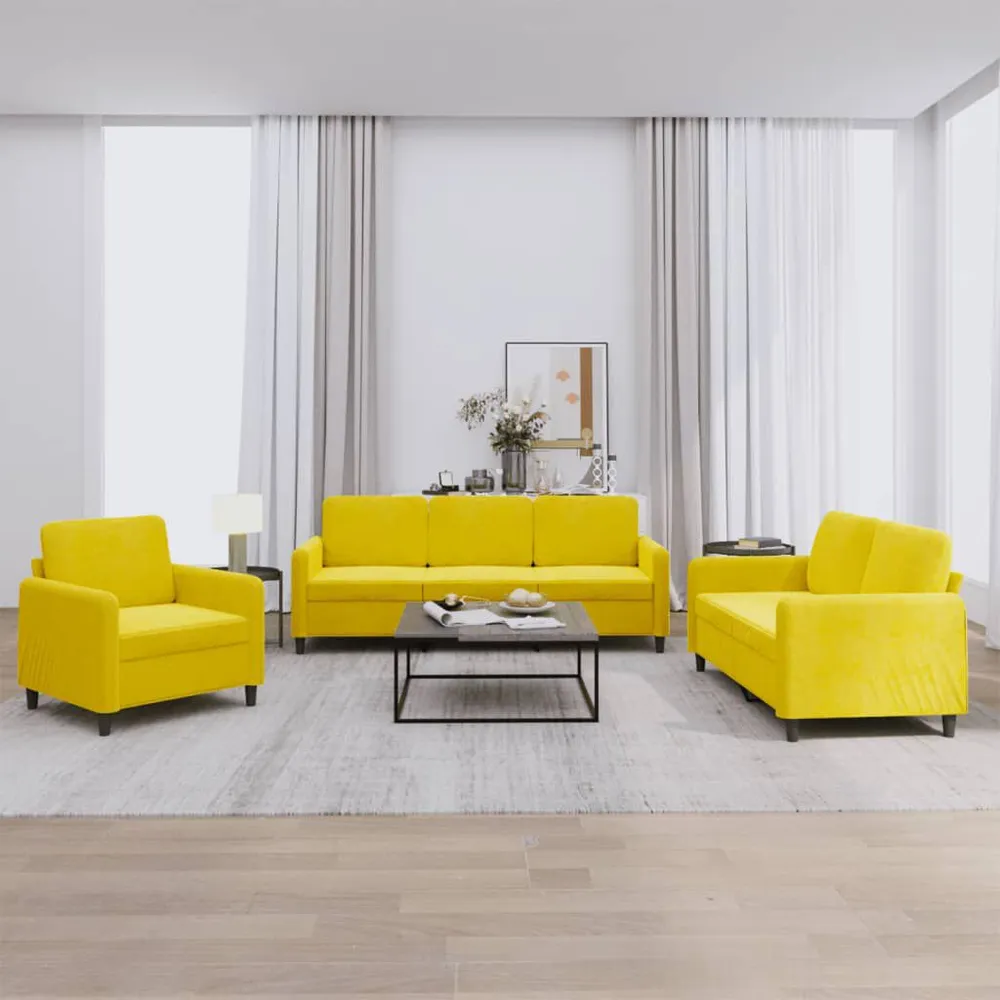 Gasdruk schokdemper 3-delige Loungeset fluweel geel