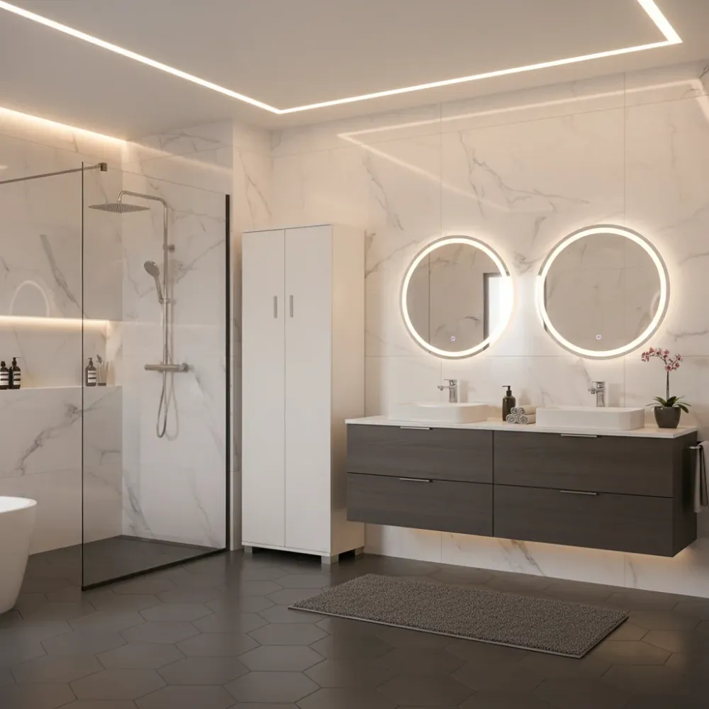 Mobile column 2 doors 3 adjustable shelves and 1 fixed shelf, Ivoor Fiammato finish Sarmog