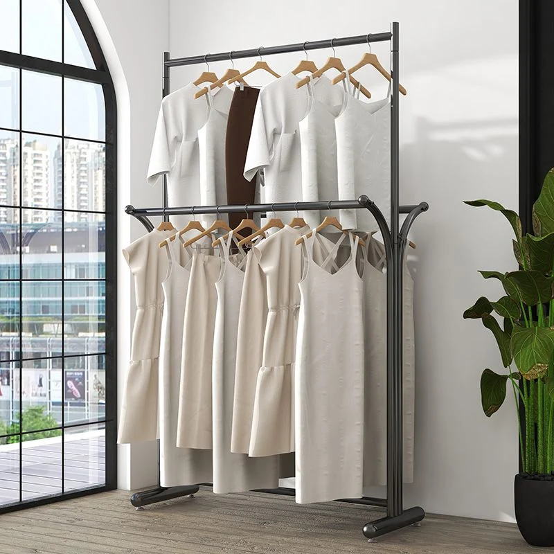 Modern Coat Hanger Metalen Framed 3 Hanging Rail Entry Coat Rack 31