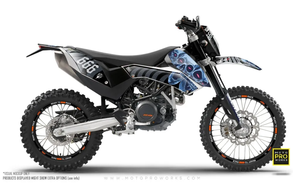 OEM Kwaliteit KTM GRAPHICS - "TRIPLESKULL" ravenzwart
