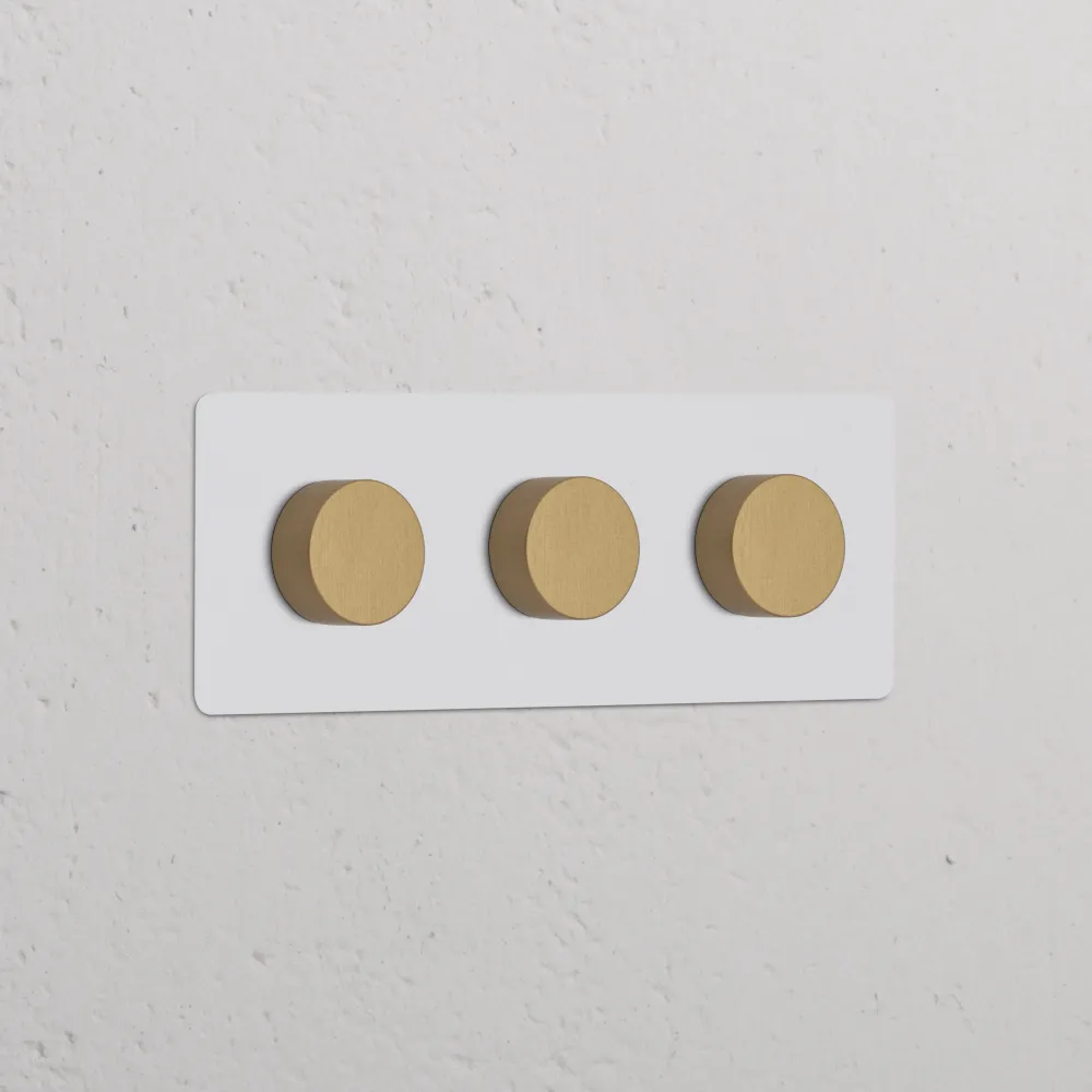 Ophangingsarm Kew Drievoudige 3x dimmer - Beschilderbaar antiek messing