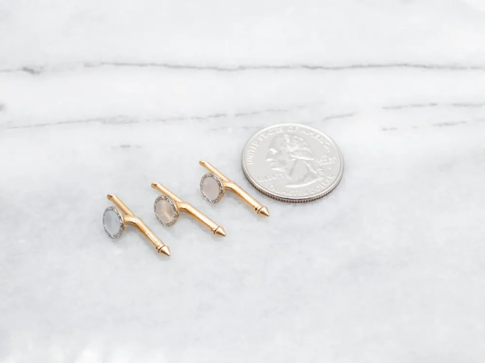 Ophangingsarm Mother Pearl Shirt Studs - Set Three