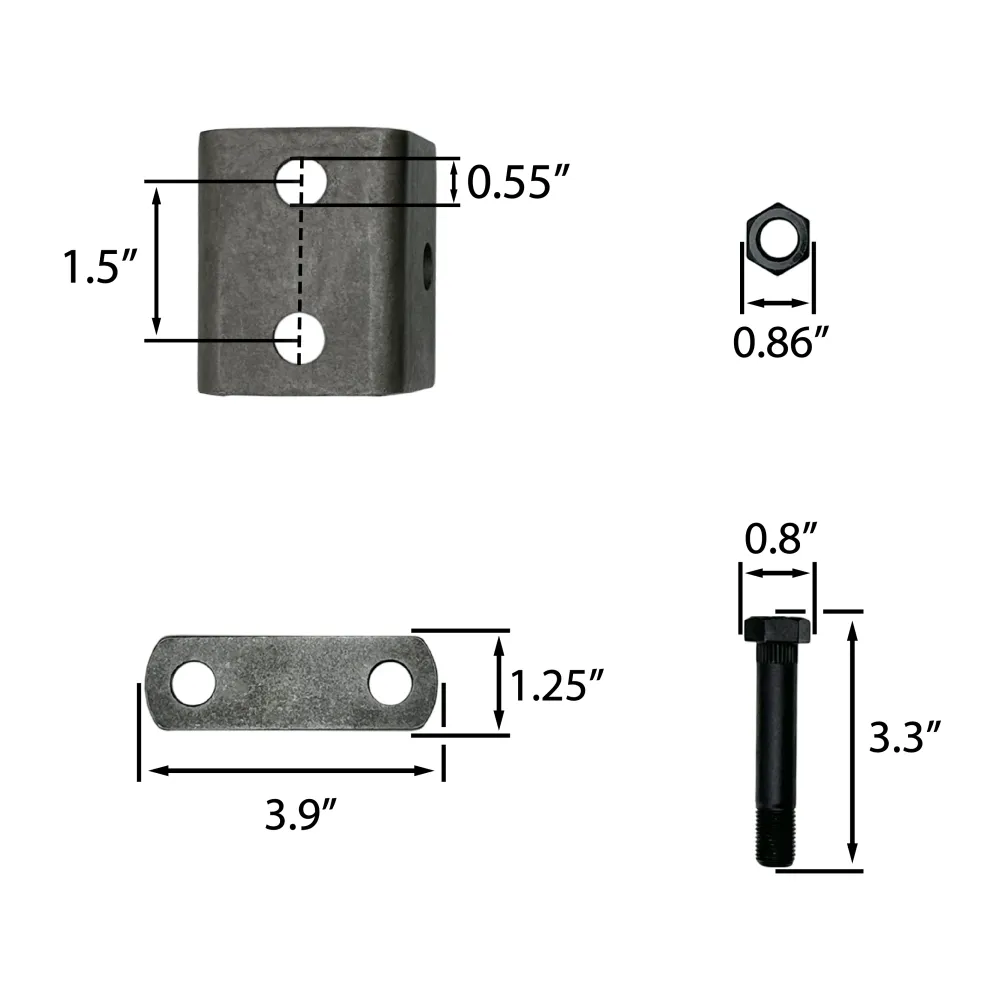 Single Axle Trailer Tweeling Eye Leaf Spring Suspension Hanger Kit - 3,500-7,000 lbs