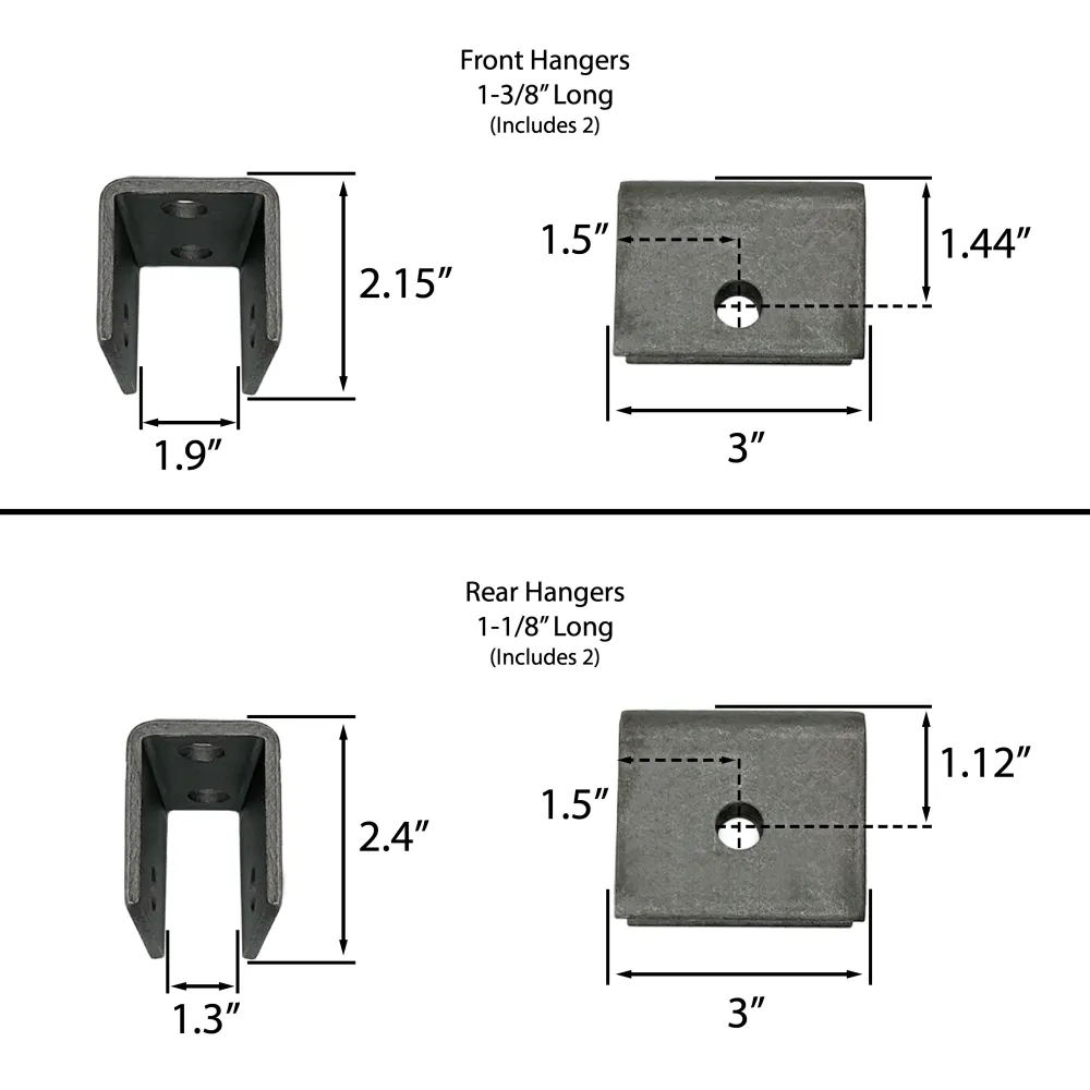 Single Axle Trailer Tweeling Eye Leaf Spring Suspension Hanger Kit - 3,500-7,000 lbs