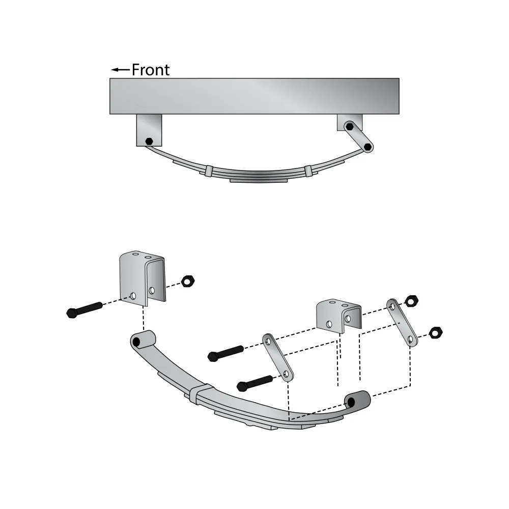 Single Axle Trailer Tweeling Eye Leaf Spring Suspension Hanger Kit - 3,500-7,000 lbs