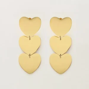 Three Hearts Statement Earrings – Roestvrij staal Steel gegalvaniseerd staal