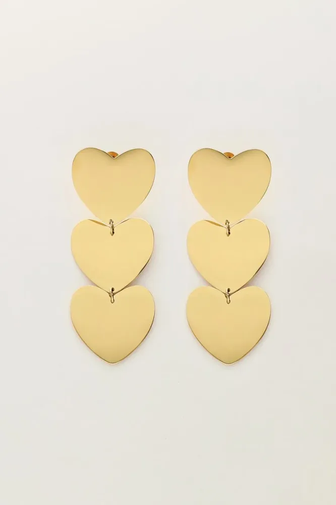 Three Hearts Statement Earrings – Roestvrij staal Steel gegalvaniseerd staal
