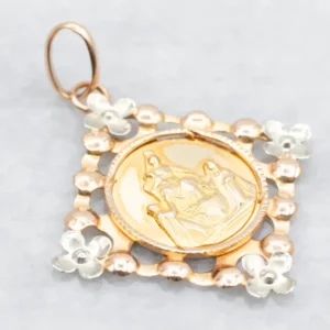 Tri-Color Floral Religious Pendant