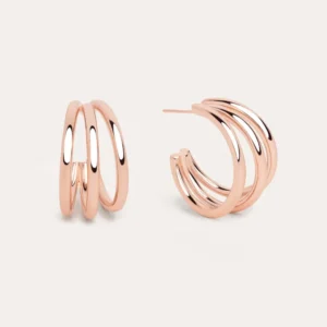 Triple Hoop Rose Goud Earrings