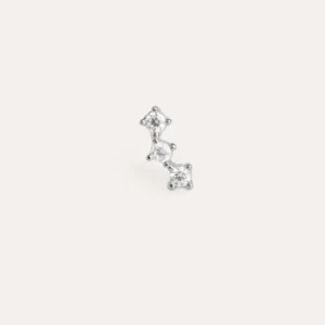 Triple Spark Silver Single Earring