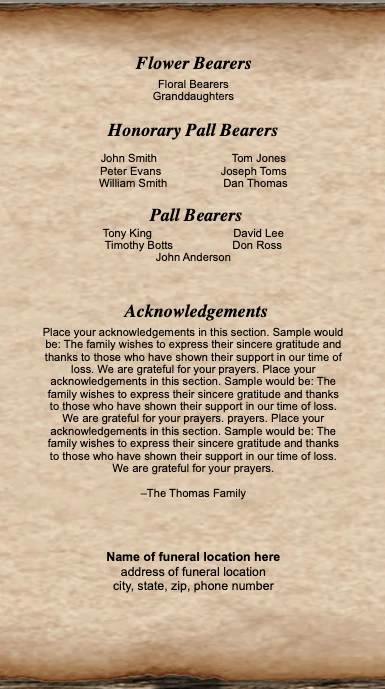 Veerpootlager Shepherd Trifold Funeral Brochure Template Legal