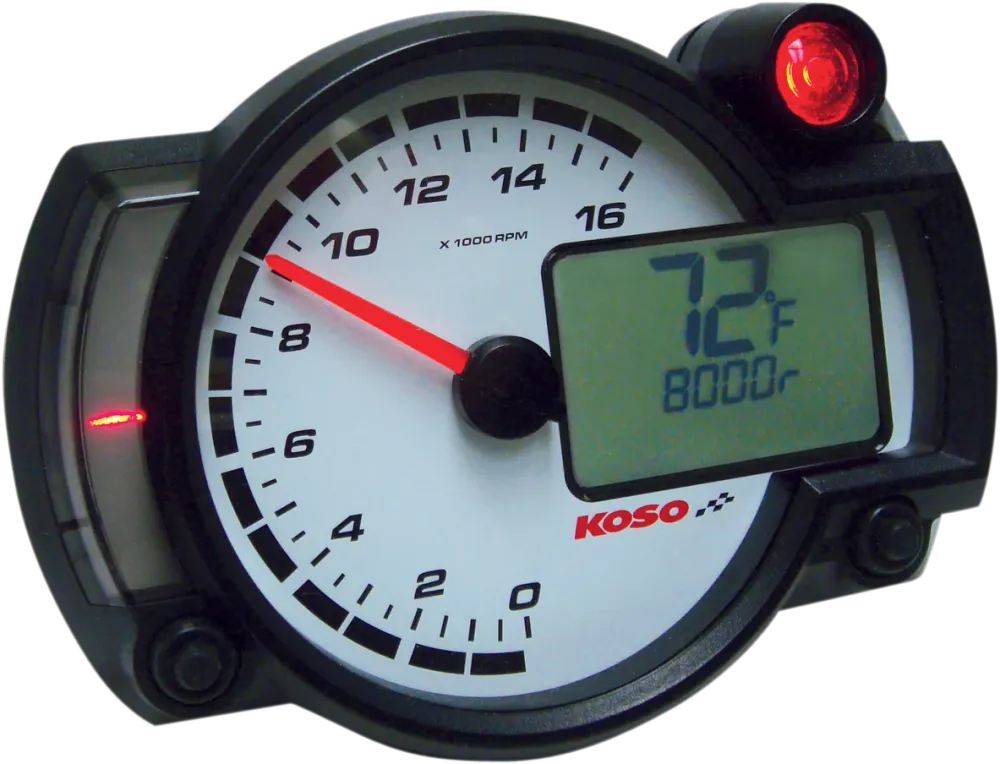 KOSO NORTH AMERICA RX2-NR GP-STYLE RACE TACHOMETER DASH PANEL RX2NR 16000RPM