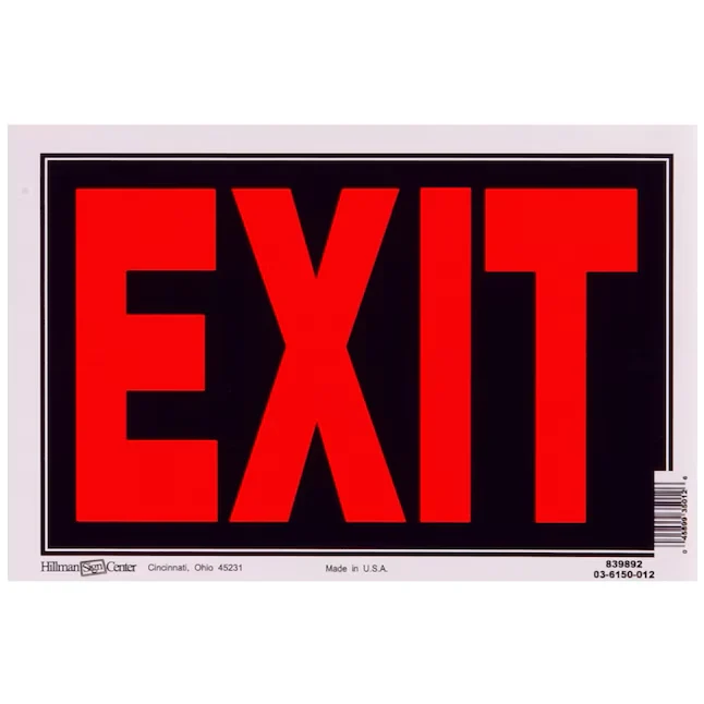 Hillman 8- x 12- Plastiek Exit Sign