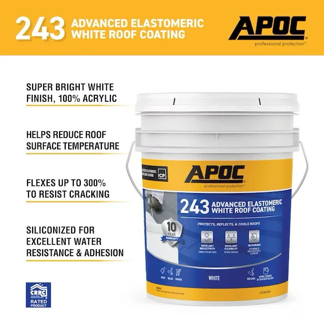 APOC 243 4.75-Gallon Wit Elastomeric Reflective Roof Coating