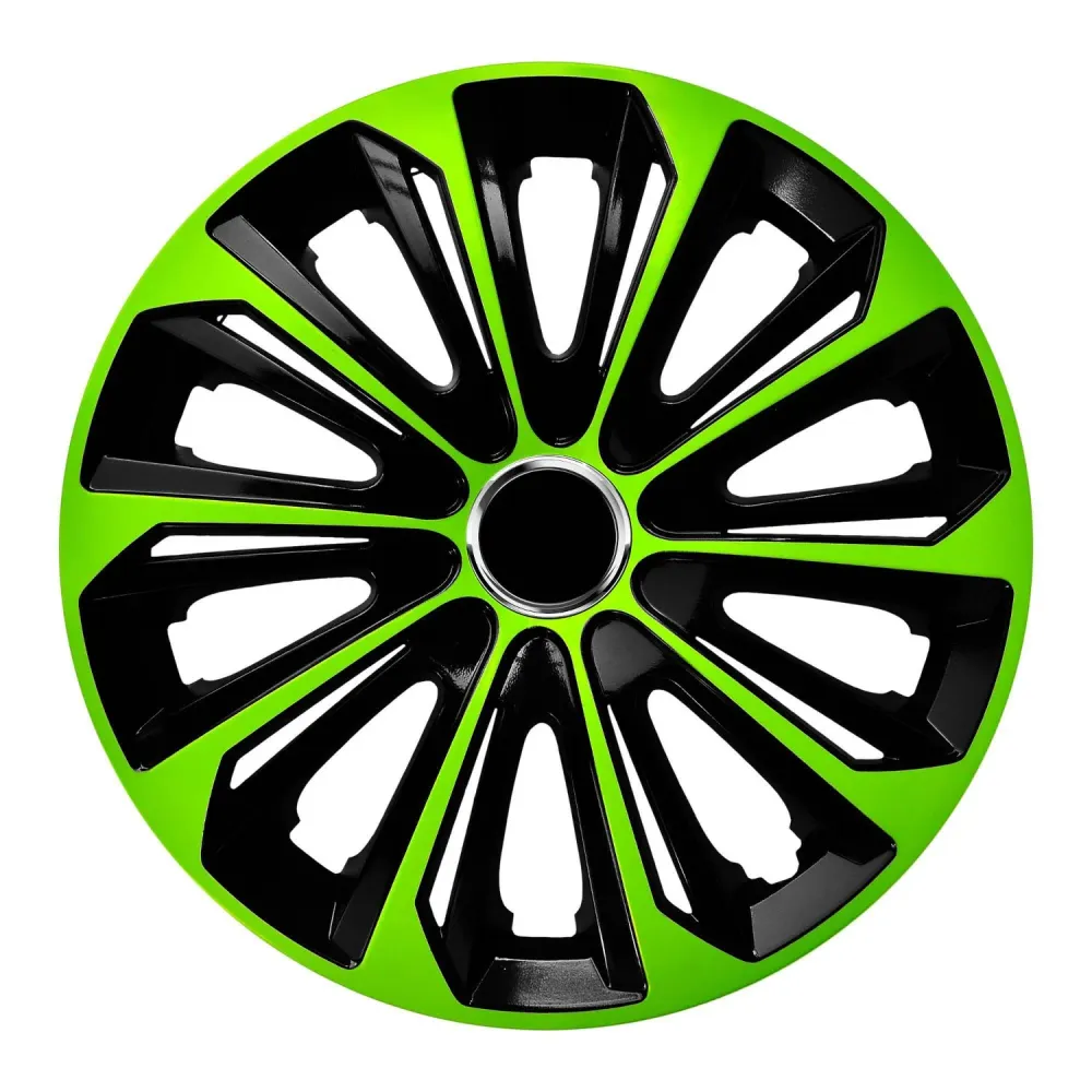 All-Season NRM - wieldoppen 14" - zwart met groen - set van 4 stuks - ABS / Duurzaam / Resistant