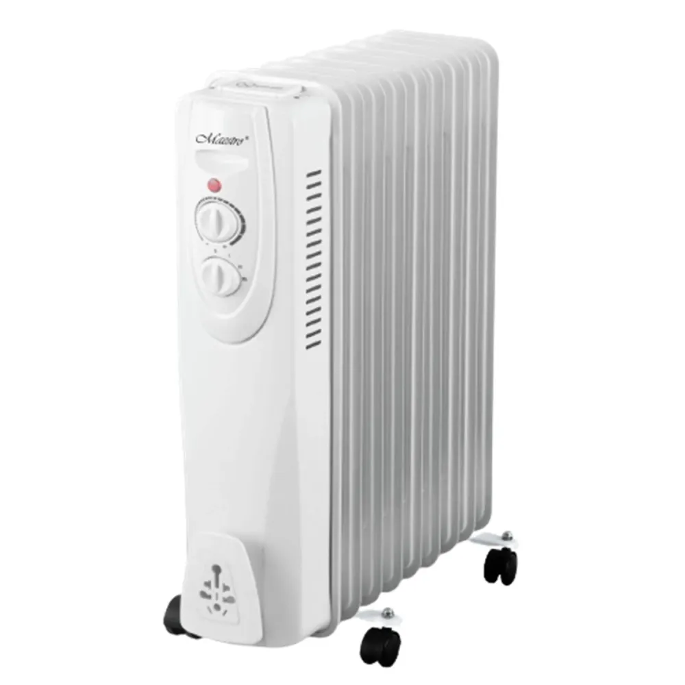 Maestro- elektrische olieverwarmer 2000W 9 vinnen 3 warmtestanden 800 /1200 /2000 W Thermostaat