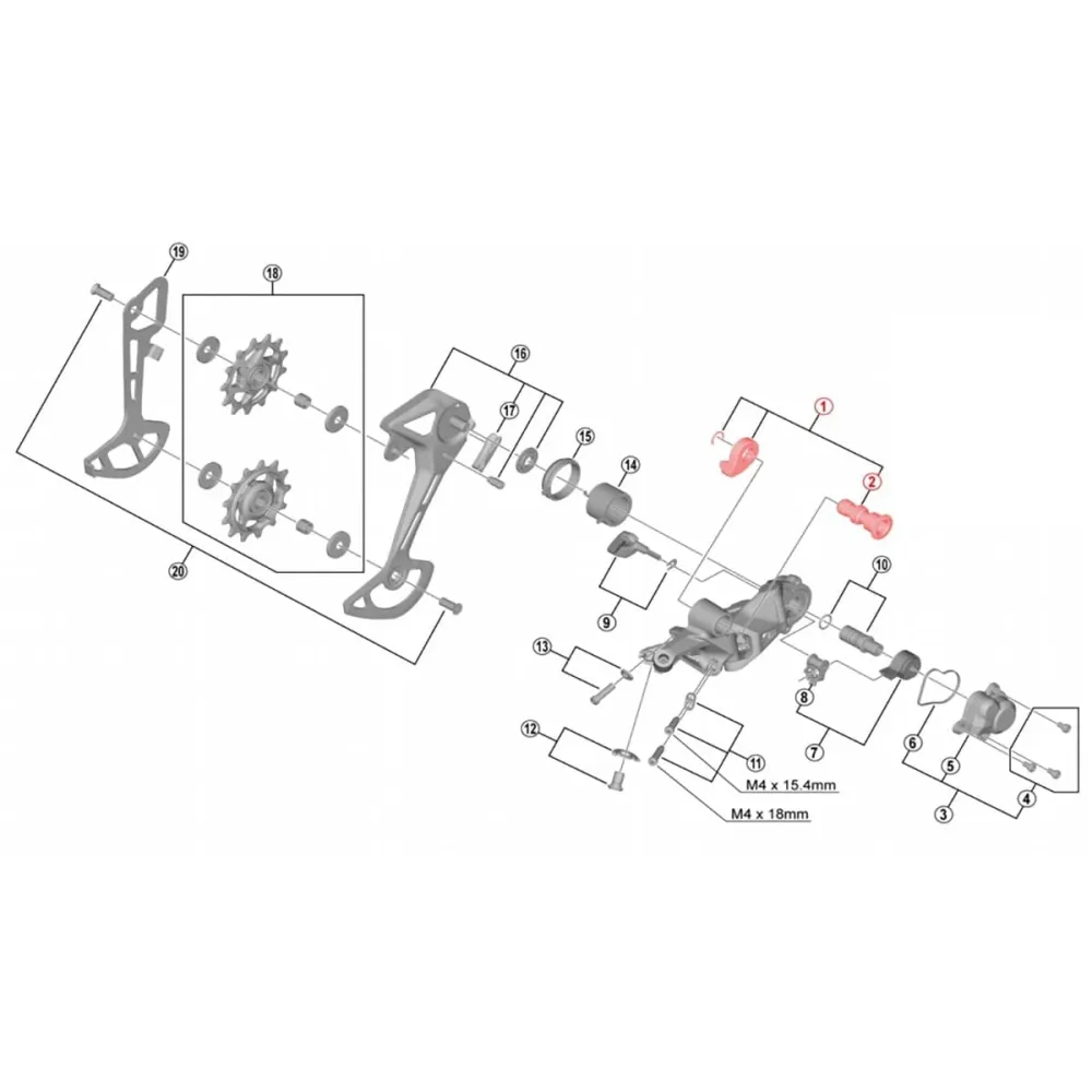 12V SHIMANO SLX RD-M7100 montageset voor achterderailleur