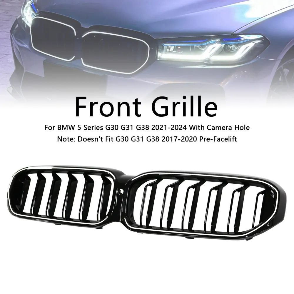 2021-2024 BMW 5-serie G30 G38 Nierengrille met dubbele lamellen, glanzend zwart