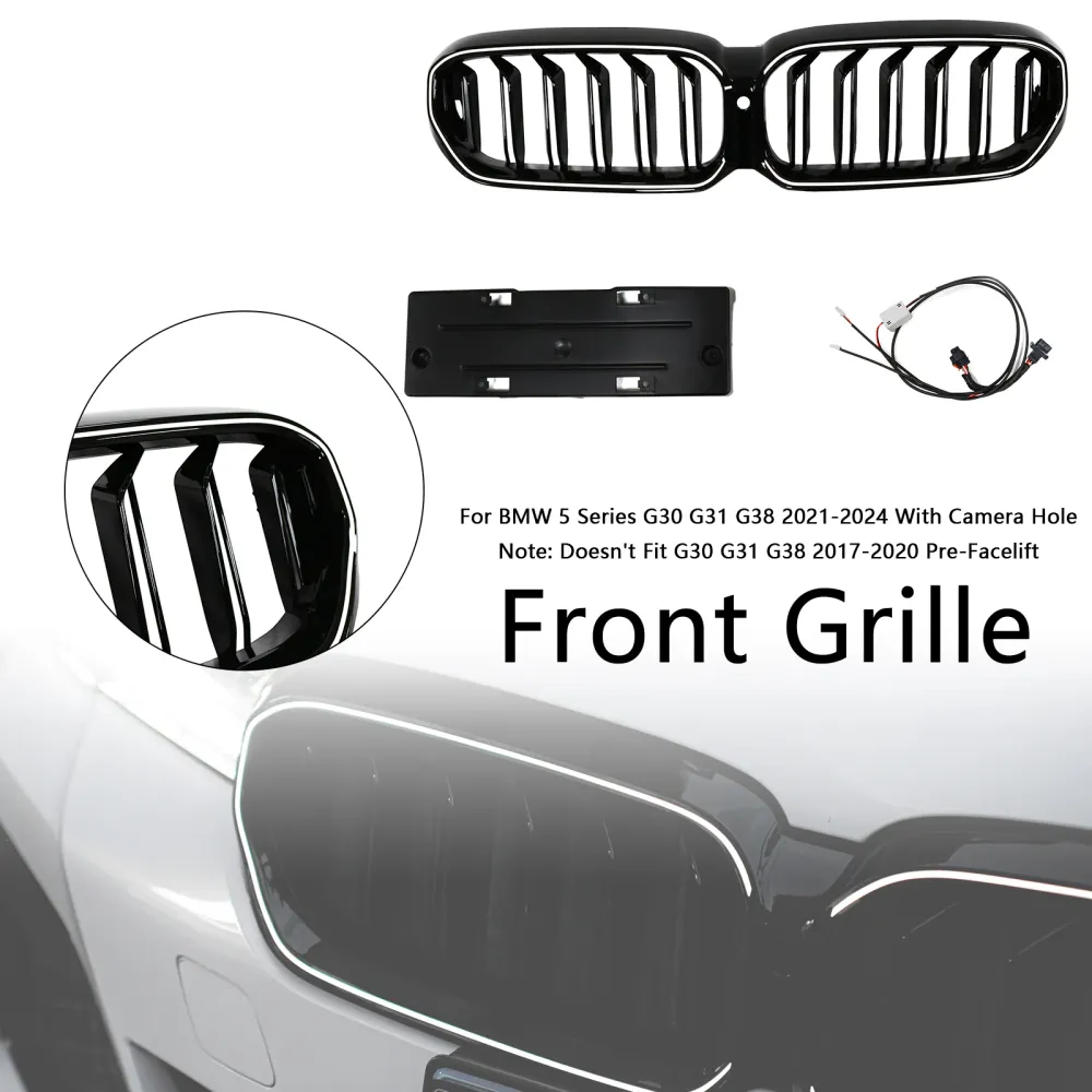 2021-2024 BMW 5-serie G30 G38 Nierengrille met dubbele lamellen, glanzend zwart