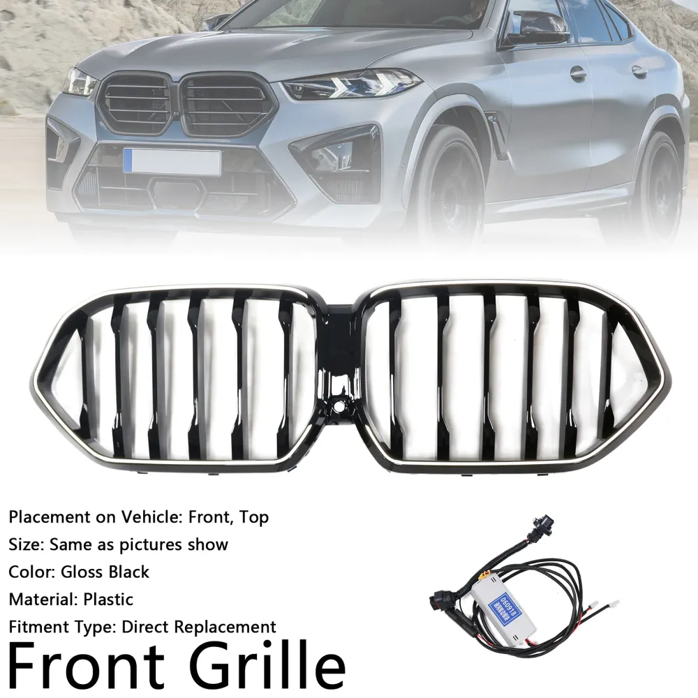 2023-2025 BMW X6 G06 M60i met cameragat, zwarte voorbumpergrille, grill