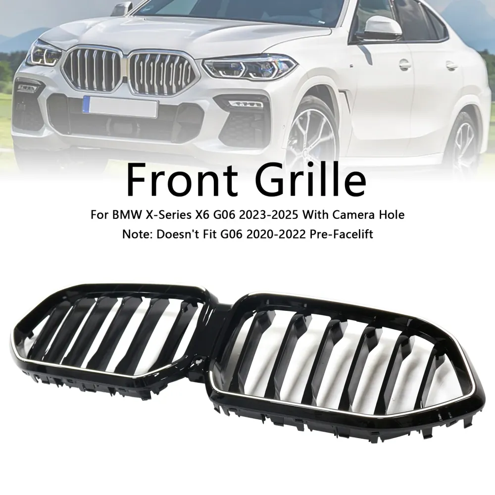 2023-2025 BMW X6 G06 M60i met cameragat, zwarte voorbumpergrille, grill