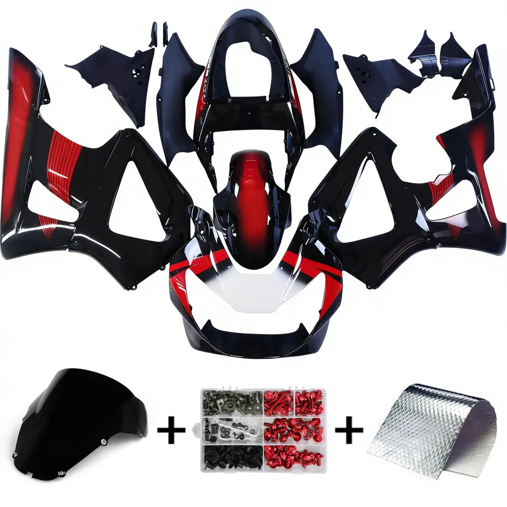 Amotopart 2000-2001 Honda CBR929RR Black Red & Patterns Fairing Kit