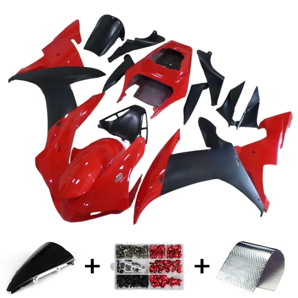 Amotopart 2002-2003 Yamaha YZF R1 Black Red & Logo Fairing Kit