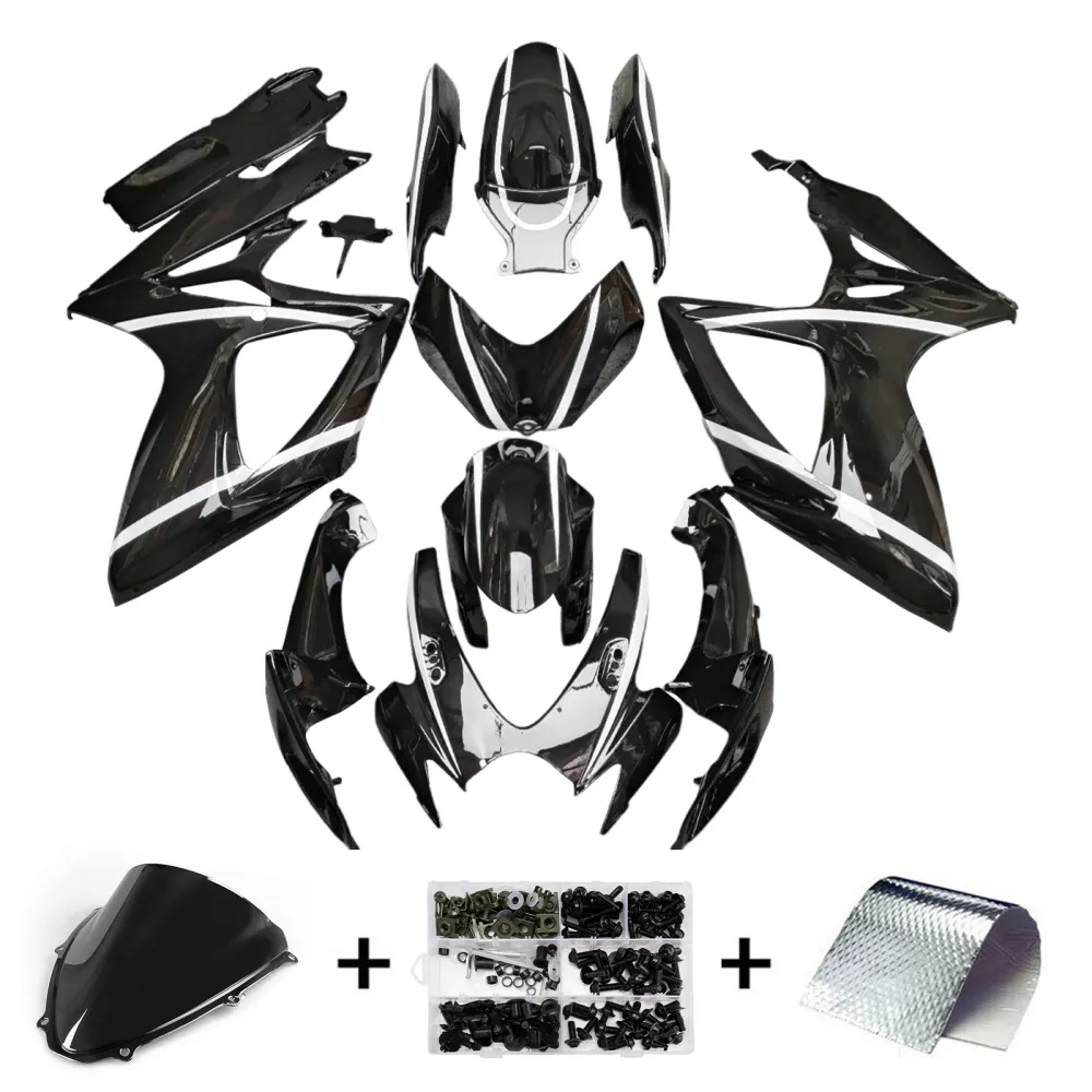 Amotopart 2006-2007 Suzuki GSXR 600/750 zwart witte lijn kuipset